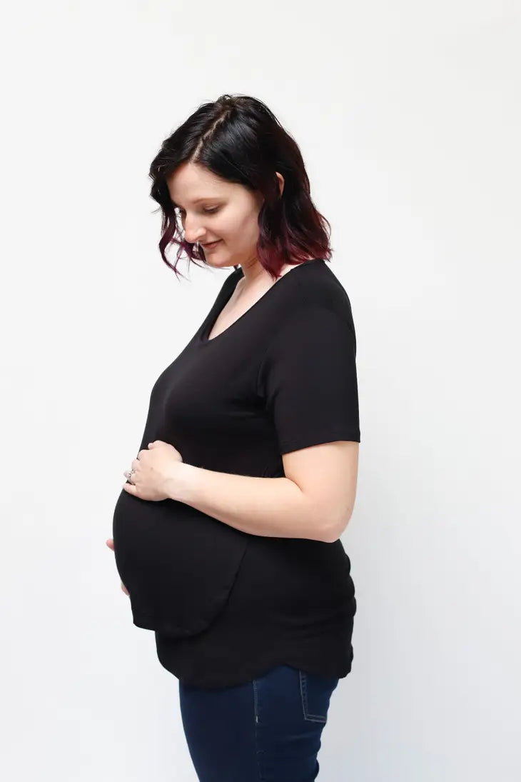 Black Scoop Neck Nursing Top