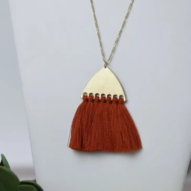 Zelda Tassel Necklace - Orange