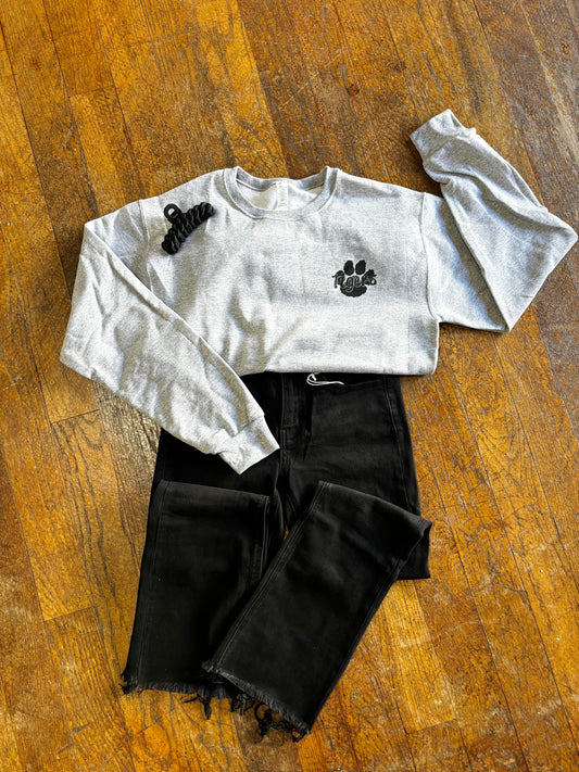 Tigers Paw Pocket Crewneck - Heather Gray