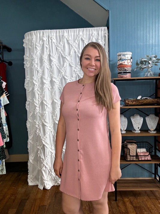 Button Up Mauve Dress