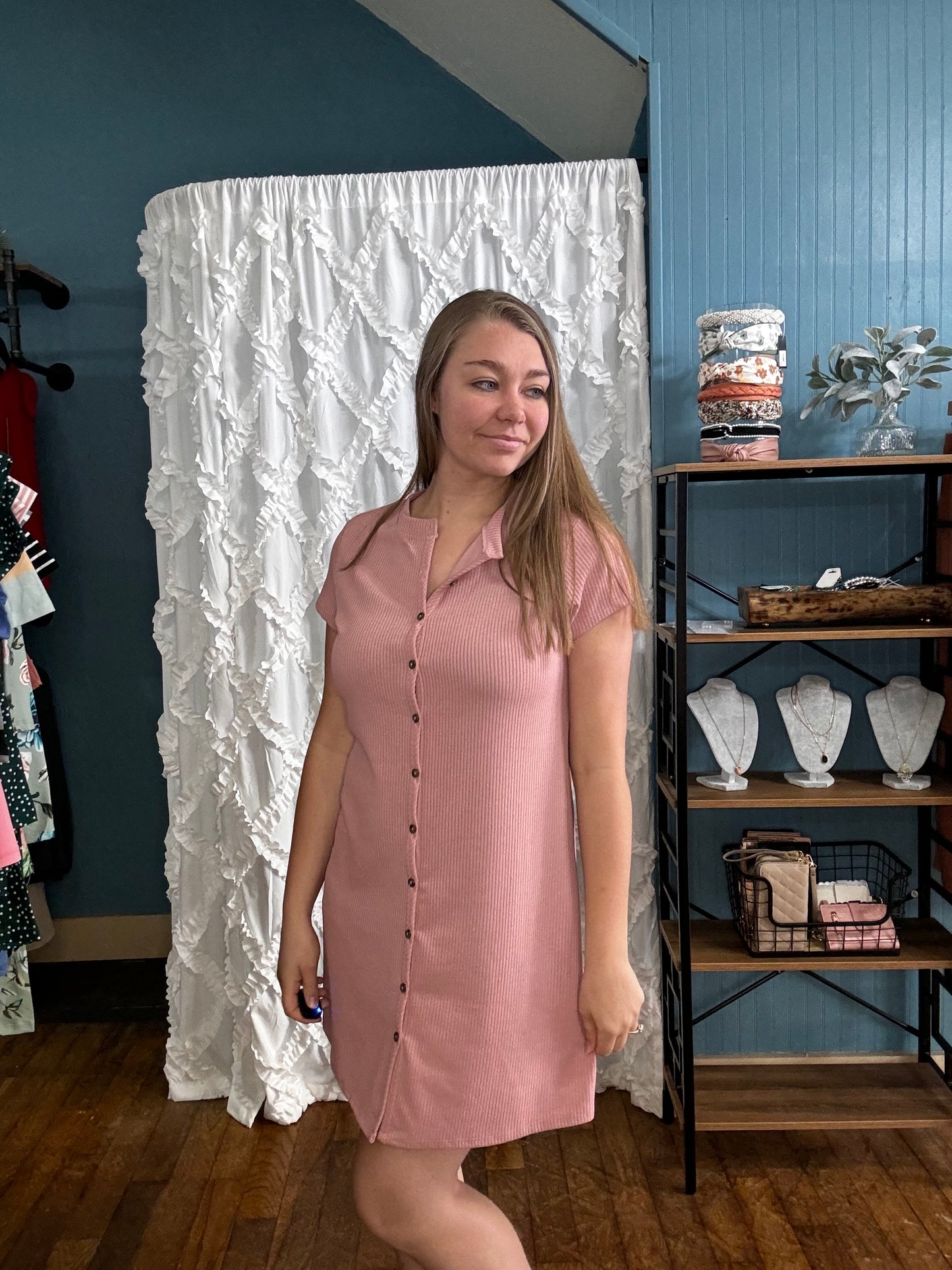 Button Up Mauve Dress