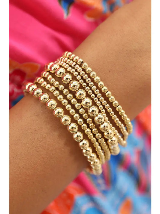 Minimalist Beaded Bracelet Set - Gold