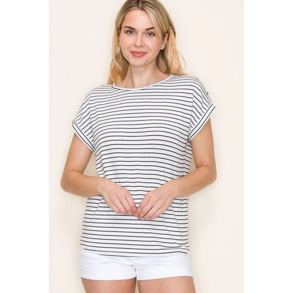 Becca Ivory Button Shoulder Top