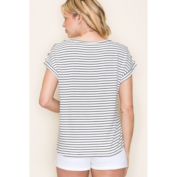 Becca Ivory Button Shoulder Top