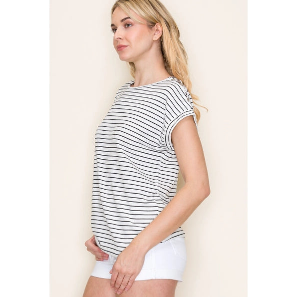 Becca Ivory Button Shoulder Top