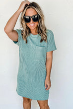Load image into Gallery viewer, Blue Ribbed Tshirt Dress
