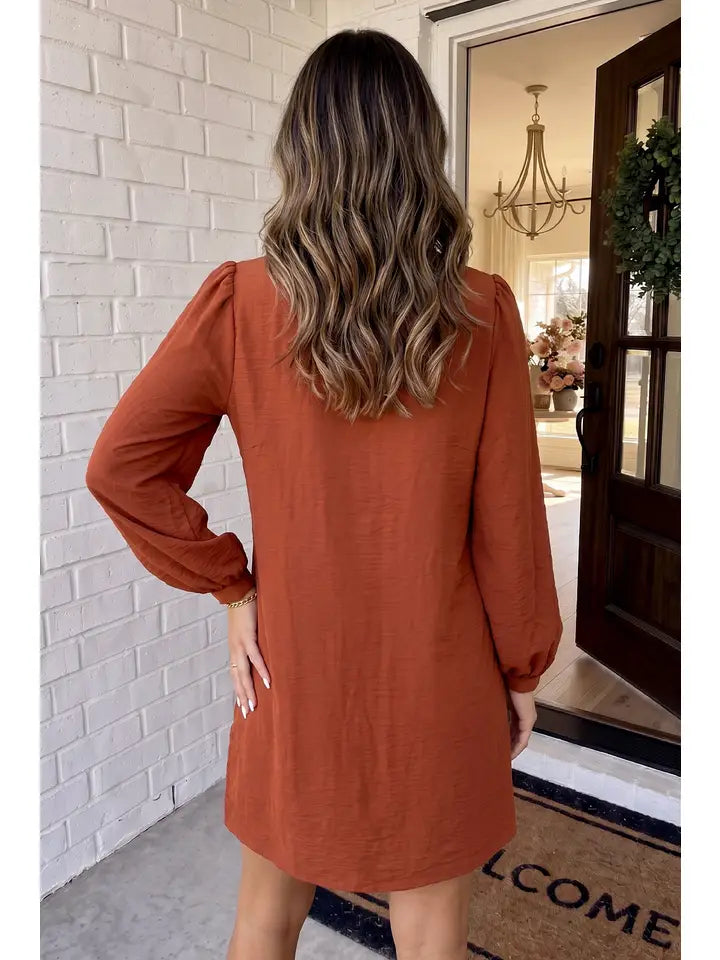 Callie Ruffle Trim Dress - Coffee