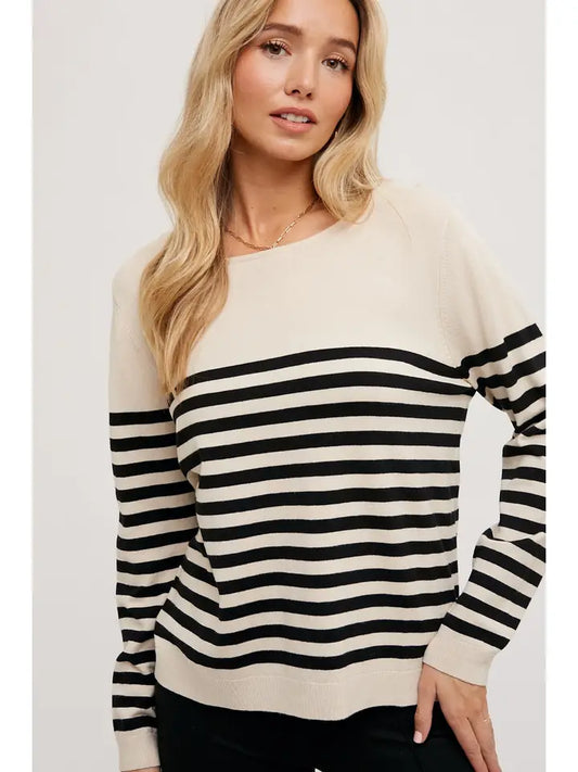 Carlee Striped Knit Sweater Top