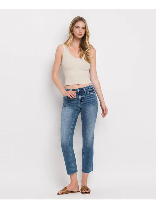 Carlene Mid Rise Slim Straight Vervet Jean - Midnight in Paris