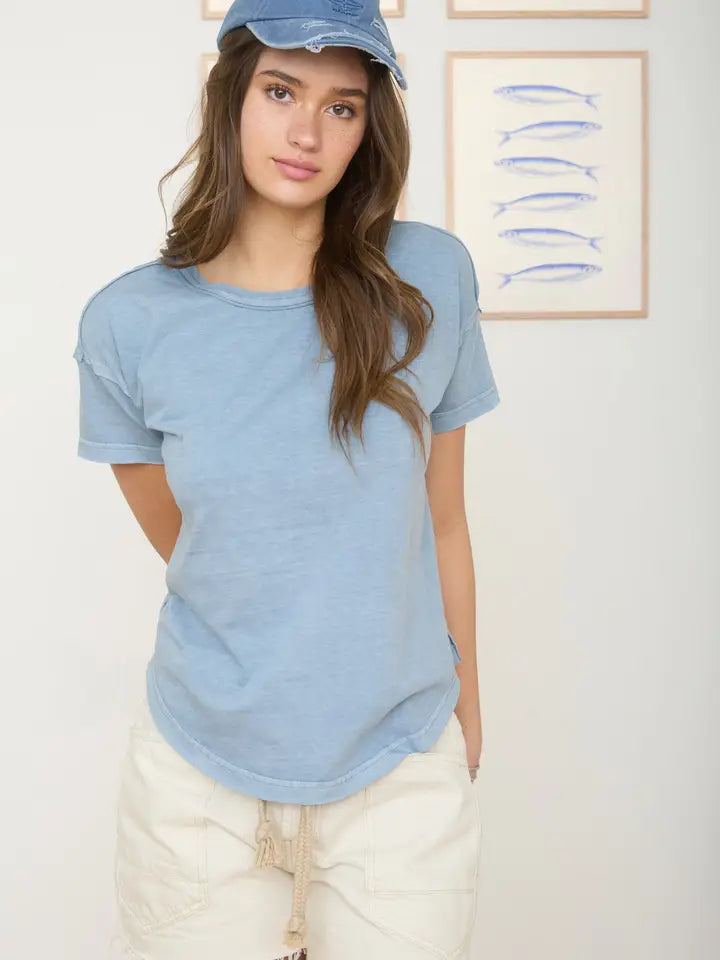 Emma Round Neck Exposed Seam Top