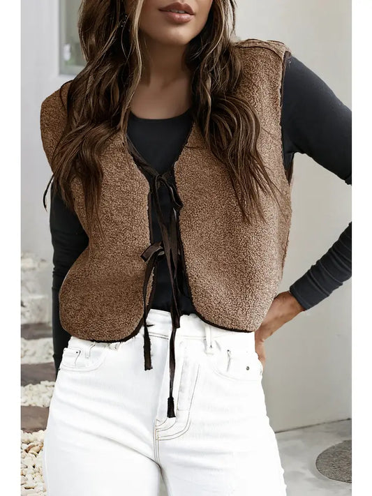 French Beige Sherpa Vest