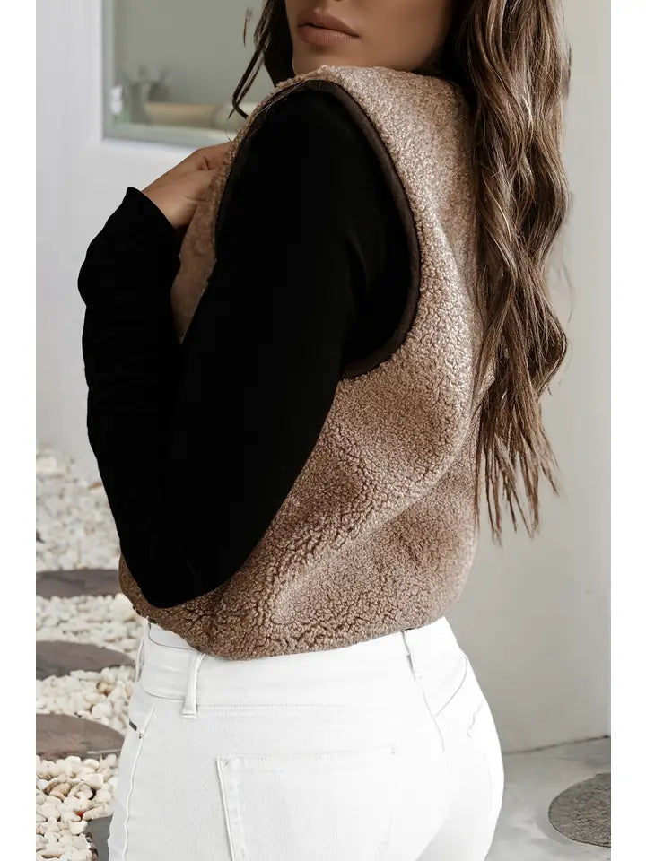 French Beige Sherpa Vest