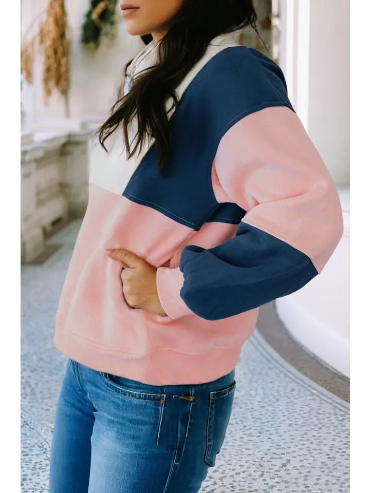 Gabby Pink Colorblock Sweatshirt