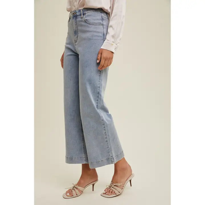 Hattie Light Wash Flare Crop Pants