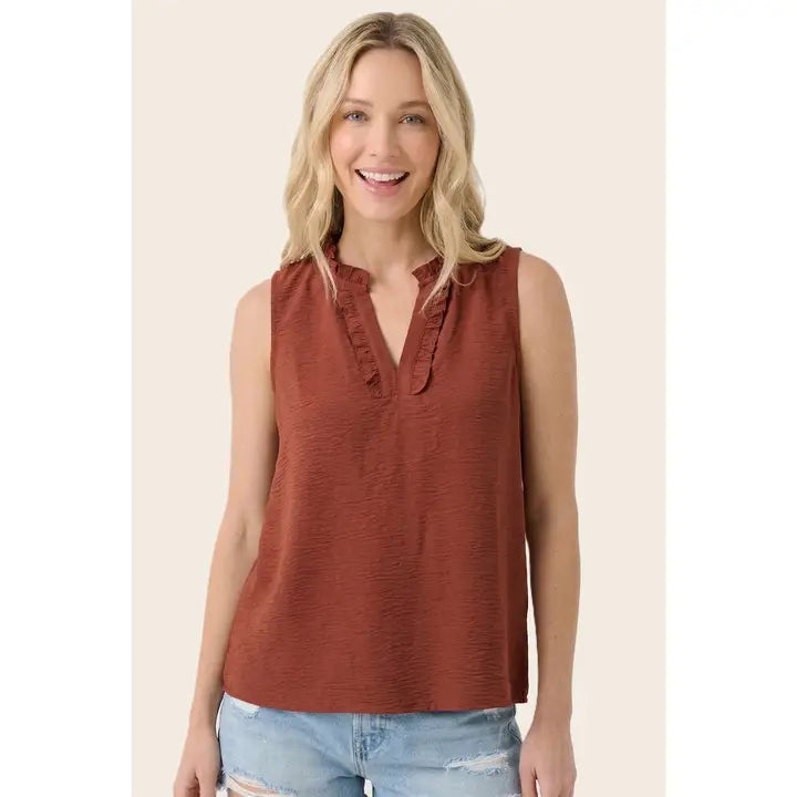 Jessica Ruffle Detail Sleeveless Top
