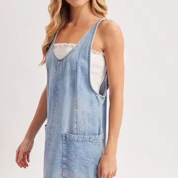 Jules Light Wash Overall Dress