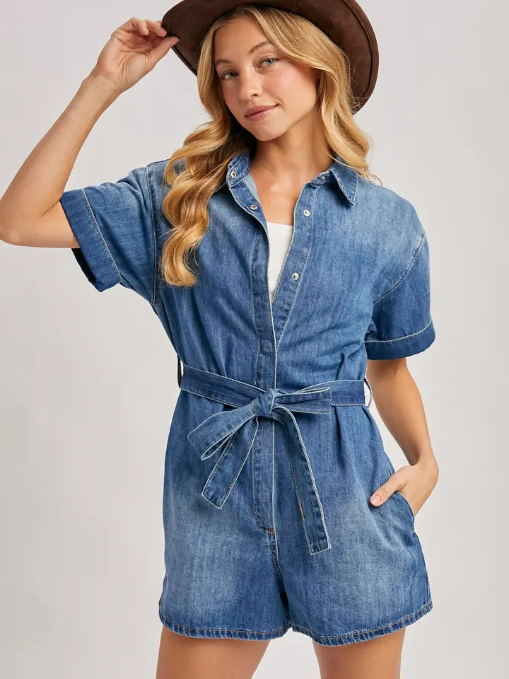 Kaylie Medium Wash Denim Romper