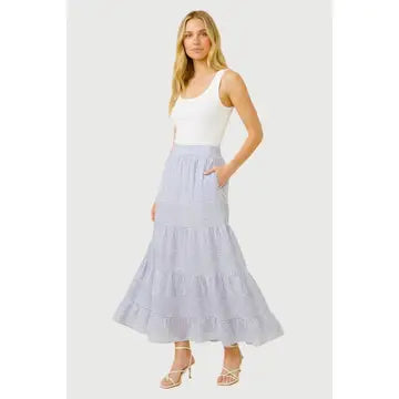 Kelli Tiered Maxi Skirt - Blue