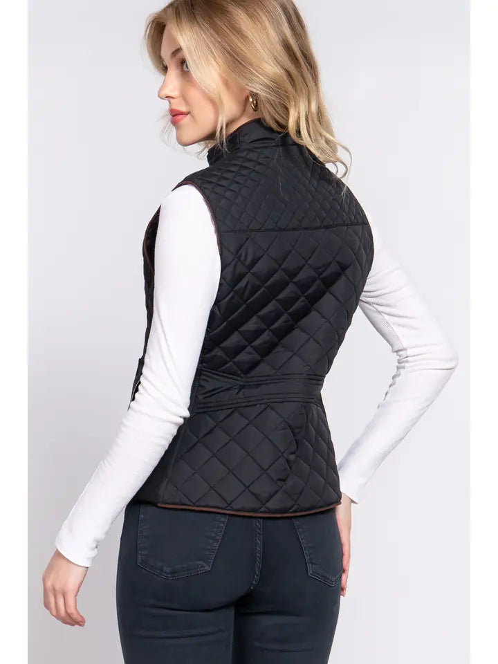 Lana Suede Piping Quilted Vest