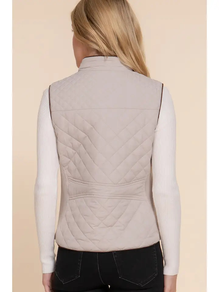 Lana Suede Piping Quilted Vest