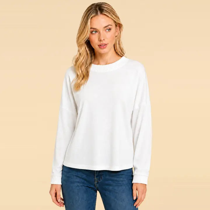 Leah Ribbed Trim Long Sleeve