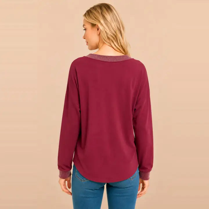 Leah Ribbed Trim Long Sleeve