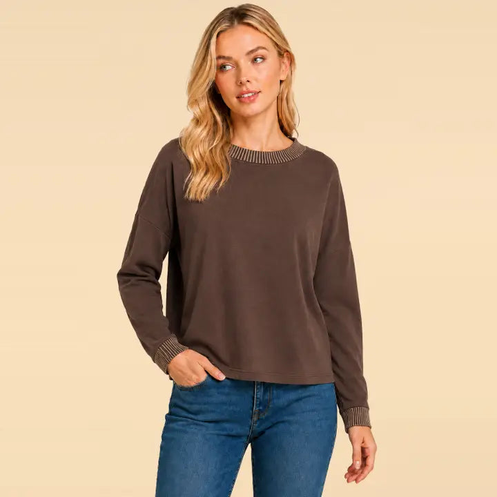 Leah Ribbed Trim Long Sleeve