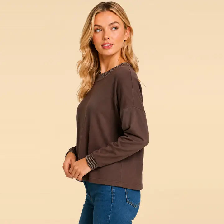 Leah Ribbed Trim Long Sleeve
