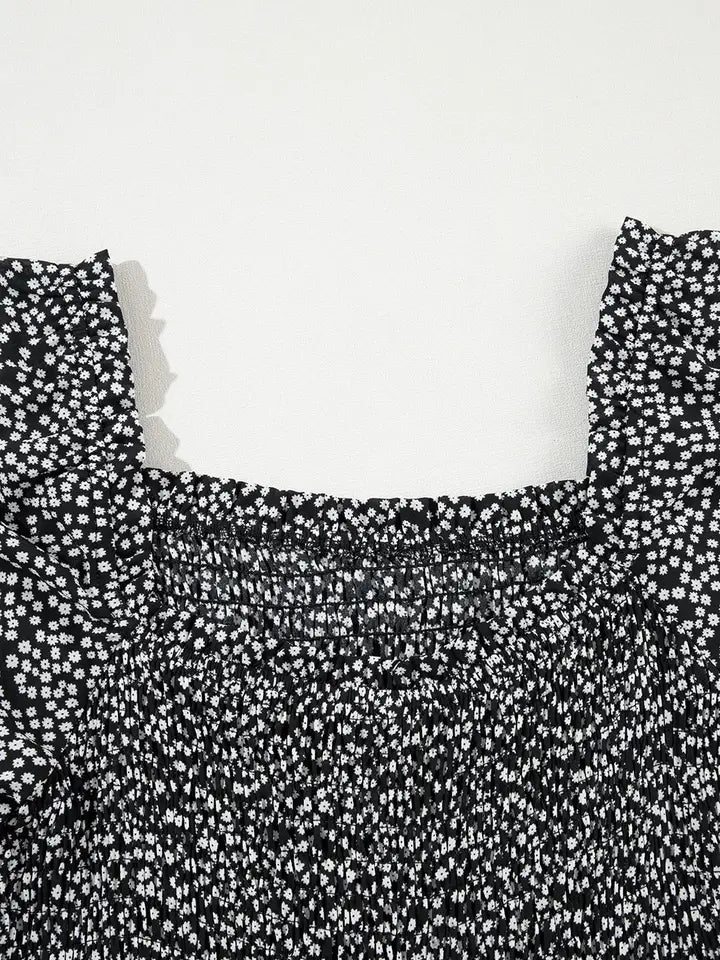 Lettie Black Floral Midi Dress