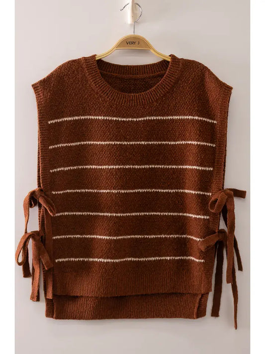 Lori Side Tie Knit Vest - Mocha