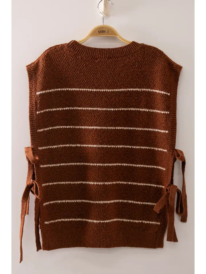 Lori Side Tie Knit Vest - Mocha