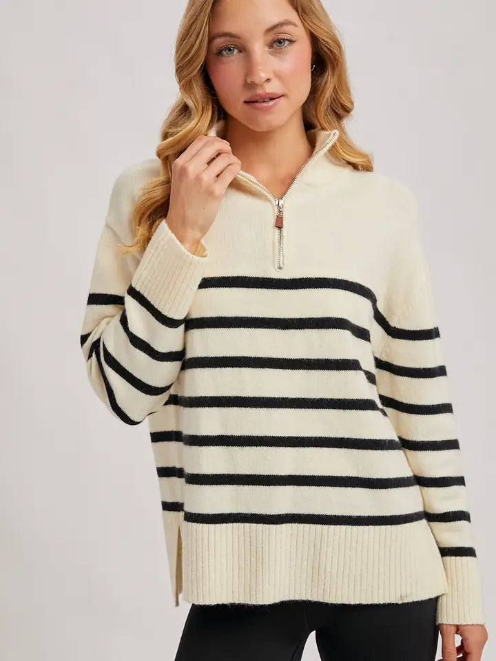 Mallory Quarter Zip Sweater Pullover - Ivory
