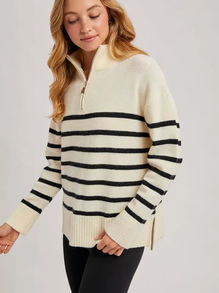 Mallory Quarter Zip Sweater Pullover - Ivory