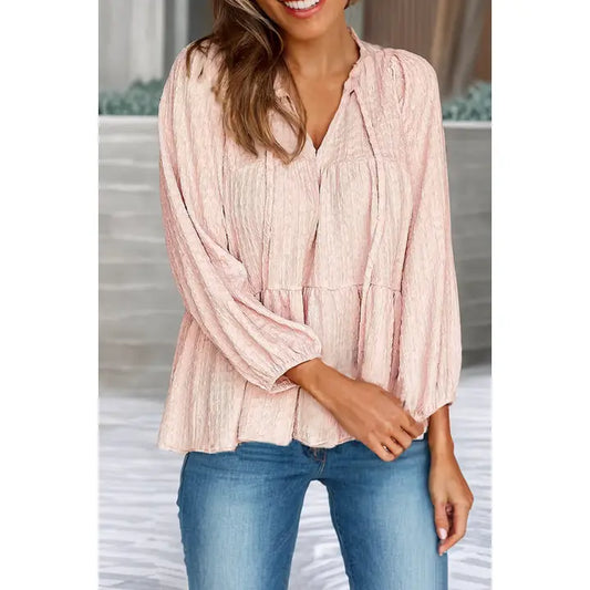 Megan Tiered Flowy Blouse - Light Pink