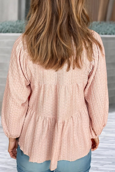 Megan Tiered Flowy Blouse - Light Pink