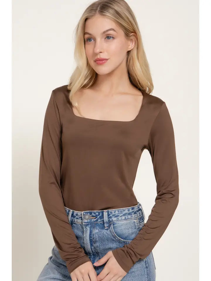 Nola Square Neck Double Layer Knit Top