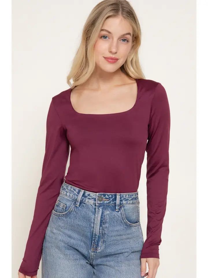 Nola Square Neck Double Layer Knit Top