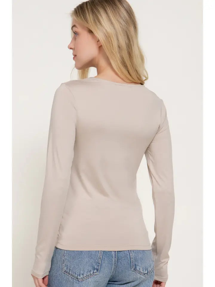 Nola Square Neck Double Layer Knit Top