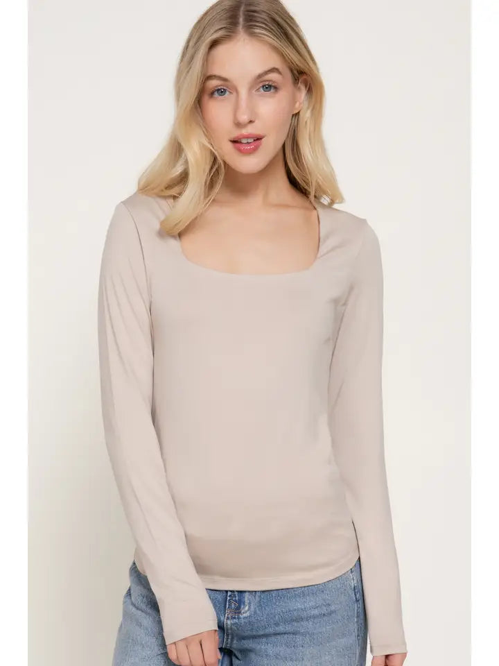 Nola Square Neck Double Layer Knit Top