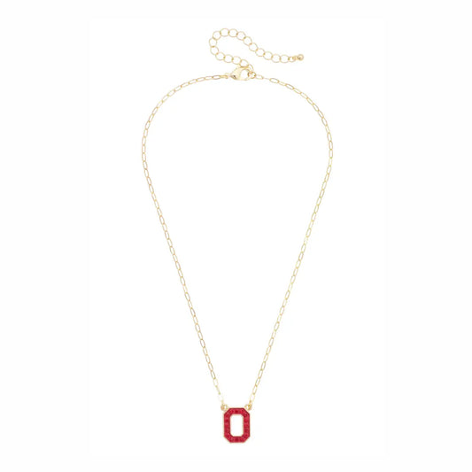 Ohio State Pave Outline Necklace