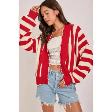 Ohio Striped Open Front Cardigan