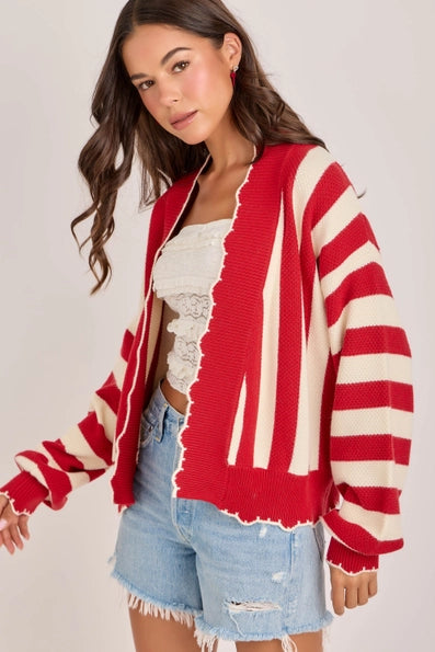 Ohio Striped Open Front Cardigan