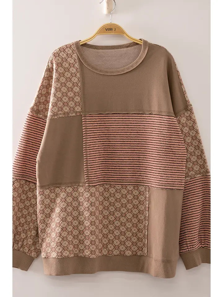Reece Patchwork Top - Mocha
