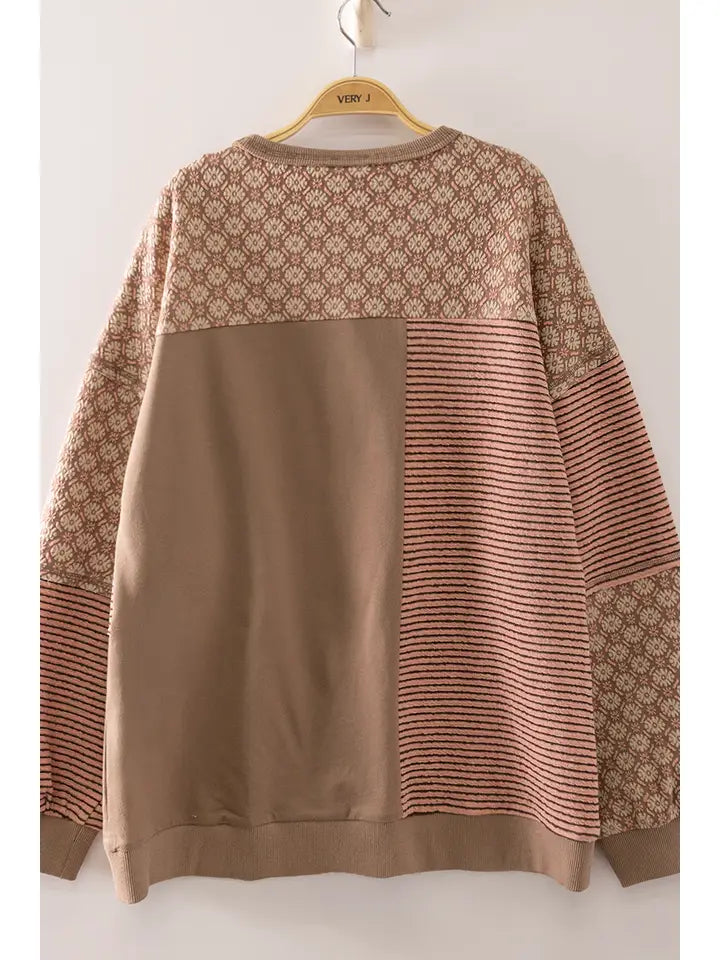 Reece Patchwork Top - Mocha