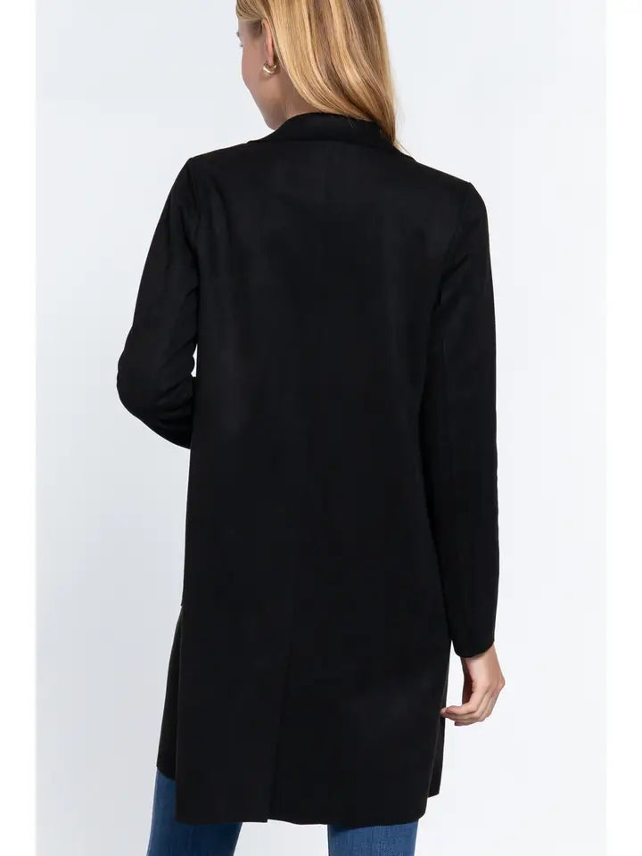 Rylee Open Front Faux Suede Jacket