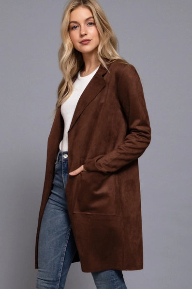 Rylee Open Front Faux Suede Jacket