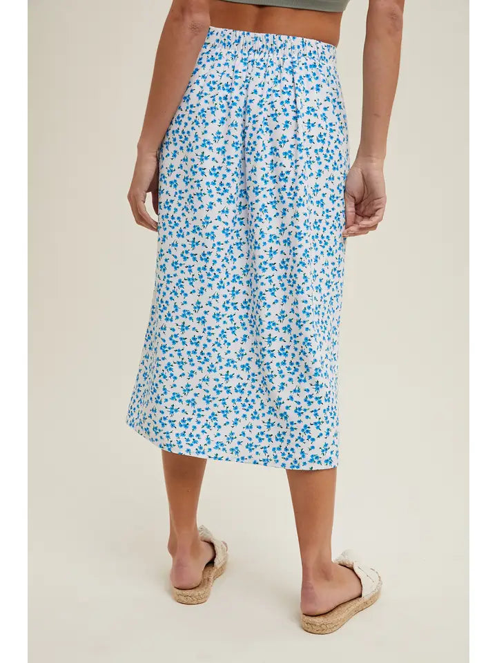 Sami Floral Midi Skirt - Blue/Off White