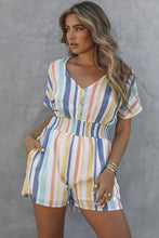 Load image into Gallery viewer, Striped V-neck Romper
