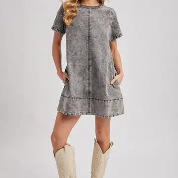 Tracy Black Denim T-Shirt Dress