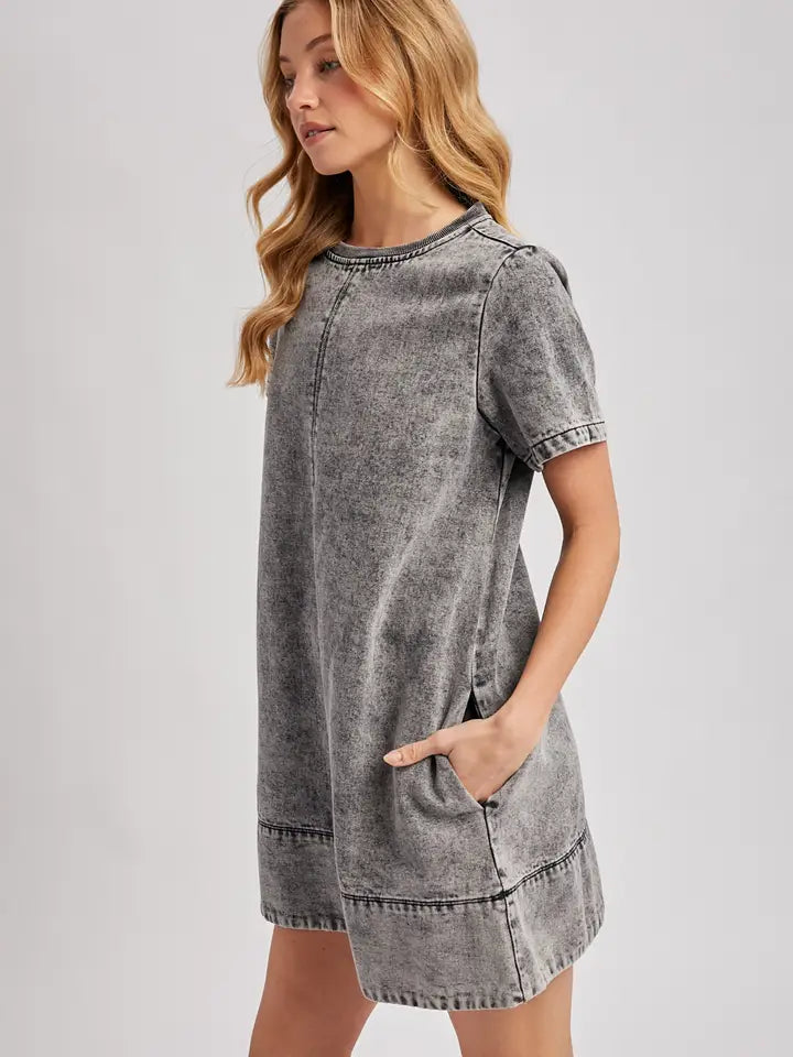 Tracy Black Denim T-Shirt Dress